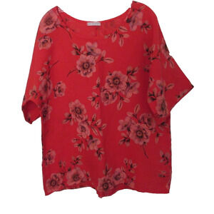 New Collection Made In Italy Floral Linen Top Women's Size X- Large Resort READ